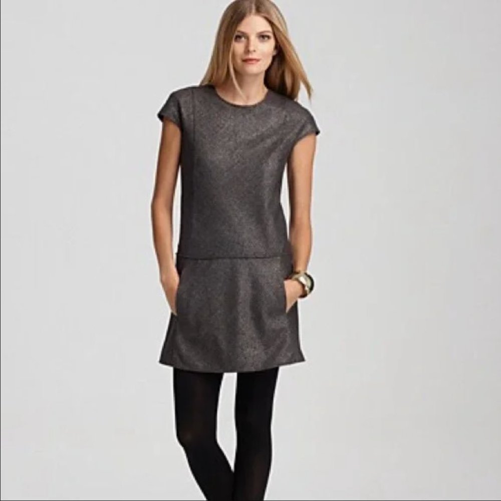 Theory Olpia Harlequin Metallic Shift Dress sz. 4 EUC - pockets!
